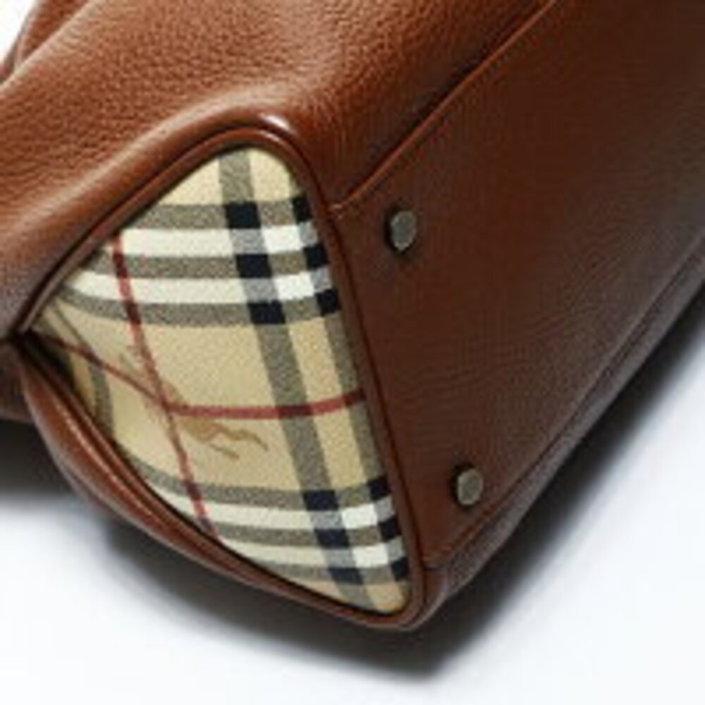 Burberry Leather Nova Check Handbag Brown - Picture 5 of 13